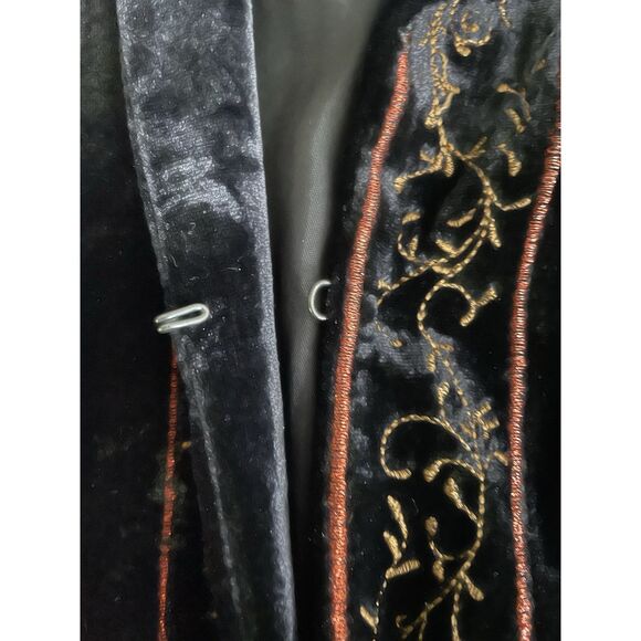 Coldwater Creek Size LP Large Embroidered Black Velvet Longline Jacket Kimono - Picture 11 of 11